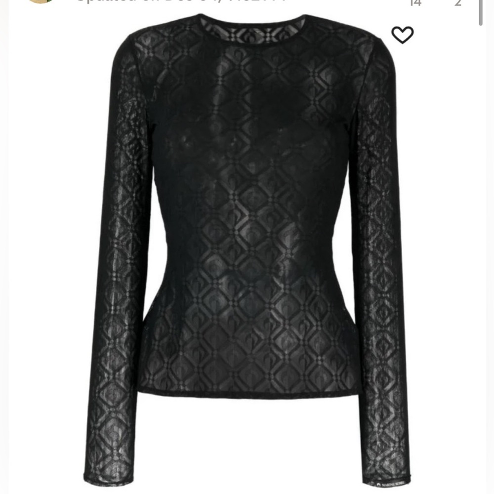 Marine Serre second skin mesh jacquard top